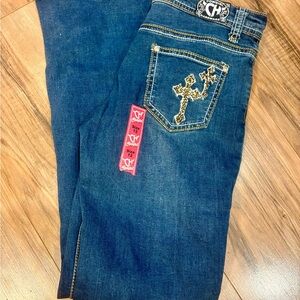 Children's Blue Jeans with Cross Stitching